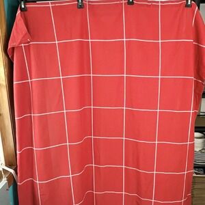 Room Essentials Half Size Red White Windowpane Cotton Shower Curtain 44x66 *Flaw
